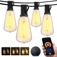 Xmcosy+ Outdoor String Lights 50Ft Smart Patio Lights, 20 St38 Edison Bulbs, App Wifi Control, Work With Alexa, Waterproof Dimmable Led String Lights For Outside Porch Patio Yard Bistro, 2200K