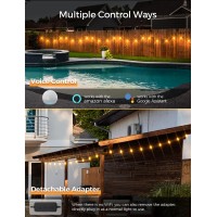 Xmcosy+ Outdoor String Lights 50Ft Smart Patio Lights, 20 St38 Edison Bulbs, App Wifi Control, Work With Alexa, Waterproof Dimmable Led String Lights For Outside Porch Patio Yard Bistro, 2200K