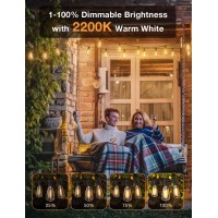 Xmcosy+ Outdoor String Lights 50Ft Smart Patio Lights, 20 St38 Edison Bulbs, App Wifi Control, Work With Alexa, Waterproof Dimmable Led String Lights For Outside Porch Patio Yard Bistro, 2200K