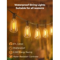 Xmcosy+ Outdoor String Lights 50Ft Smart Patio Lights, 20 St38 Edison Bulbs, App Wifi Control, Work With Alexa, Waterproof Dimmable Led String Lights For Outside Porch Patio Yard Bistro, 2200K