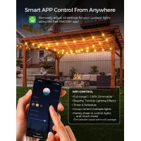 Xmcosy Patio Lights 100Ft Smart Outdoor String Lights 45 St38 Edison Bulbs App Wifi Control Work With Alexa Waterproof Dimm