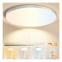 Aikvsxer Dimmable Led Ceiling Light 2400Lm Brighter, 3Cct Switchable Via Wall Switch Safer, 12 Inch 24W Flush Mount Ceiling Light Fixture For Bedroom, Bathroom, Laundry, Hallway