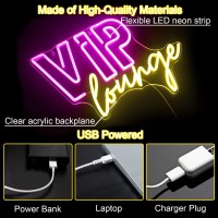 Horseneon Vip Lounge Neon Signs For Wall Decor Vip Neon Lights Signs For Room Decor Led Light Up Sign With Usb Powered For Bar