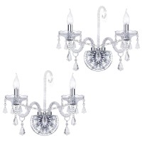 Crystop Vintage Crystal Wall Sconce Lighting, Luxury European Style Candle Sconce Wall Decor Set Of 2, Crystal Wall Lamp For Bedroom Bedside, Living Room Sconce Light