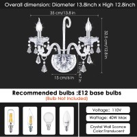 Crystop Vintage Crystal Wall Sconce Lighting, Luxury European Style Candle Sconce Wall Decor Set Of 2, Crystal Wall Lamp For Bedroom Bedside, Living Room Sconce Light