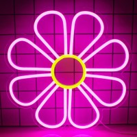 Vibrant Daisy Neon Sign Light For Bedroom Living Room Party Or Kids Room Decor Bright Pink Yellow Flower Led Sign Usb Po