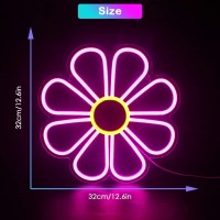 Vibrant Daisy Neon Sign Light For Bedroom Living Room Party Or Kids Room Decor Bright Pink Yellow Flower Led Sign Usb Po