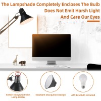 Hypool Desk Lamp For Home Office Eyecaring Metal Extra Long Swing Arm Stable Clamp Flexible Gooseneck A19 E26 Bulb Included As