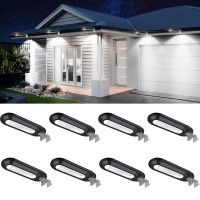 Roshwey Solar Outdoor Lights 200Lm, 18 Led Gutter Lights Outdoor Waterproof, Bright Outside Paito Lights Deck Lamp, Outdoor Lighting For Backyard, Sign, Eaves (8 Pack-Cool White Light)