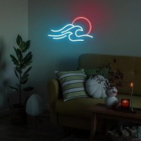 Wave Neon Signs For Wall Decor Anywin Dimmable Neon Sign Sunrise Sunset Led Signs Wave Art Neon Lights For Living Room Bedroom