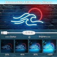 Wave Neon Signs For Wall Decor Anywin Dimmable Neon Sign Sunrise Sunset Led Signs Wave Art Neon Lights For Living Room Bedroom