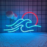 Wave Neon Signs For Wall Decor Anywin Dimmable Neon Sign Sunrise Sunset Led Signs Wave Art Neon Lights For Living Room Bedroom