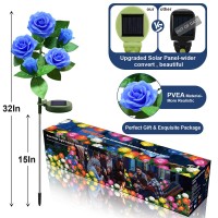 Ywywled Solar Flower Lights Outdoor Upgraded New Material Two Modes Realistic Led Solar Powered Waterproof Lights With 5 Roses