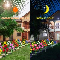 Ywywled Solar Flower Lights Outdoor Upgraded New Material Two Modes Realistic Led Solar Powered Waterproof Lights With 5 Roses