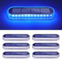 Honalia Blue Solar Lights For Outside 6 Pack Marine Dock Lights Solar Powered Waterproof Solar Boat Lights Outdoor Stick On Sola