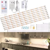 Wobane Under Cabinet Led Lighting Kit, 8Pcs Led Strip Lights With Remote Control Dimmer And Adapter, Dimmable For Kitchen Cabinet,Counter,Shelf,Tv Back,Showcase 4000K Natural White,1900Lm,Timing Off