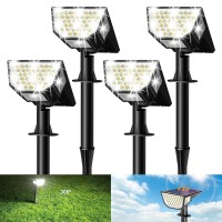 Solar Spot Lights Outdoor, 63 Leds 300 Light Angle Solar Landscape Spotlights With 3 Lighting Modes, 2-In-1 Solar Spotlights Outdoor Waterproof Ip67 For Walkway Yard Pathway Garden, Cool White 4 Pack