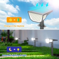 Solar Spot Lights Outdoor, 63 Leds 300 Light Angle Solar Landscape Spotlights With 3 Lighting Modes, 2-In-1 Solar Spotlights Outdoor Waterproof Ip67 For Walkway Yard Pathway Garden, Cool White 4 Pack