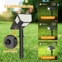 Solar Spot Lights Outdoor, 63 Leds 300 Light Angle Solar Landscape Spotlights With 3 Lighting Modes, 2-In-1 Solar Spotlights Outdoor Waterproof Ip67 For Walkway Yard Pathway Garden, Cool White 4 Pack