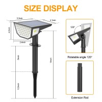 Solar Spot Lights Outdoor, 63 Leds 300 Light Angle Solar Landscape Spotlights With 3 Lighting Modes, 2-In-1 Solar Spotlights Outdoor Waterproof Ip67 For Walkway Yard Pathway Garden, Cool White 4 Pack