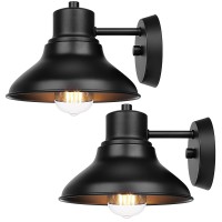 2Pack Outdoor Light Fixtures Wall Mount Matte Black Farmhouse Gooseneck Barn Light Waterproof Exterior Wall Sconces Industri