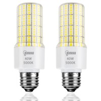 Led Light Bulbs 300W Equivalent Super Bright 5000Lm 5000K Cool Daylight White Led Bulb E26/E27 Medium Base 40W Waterproof Led Corn Light Bulb For Outdoor Indoor Lamp Bedroom Office Garage-2 Pack