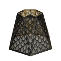 Medium Modern Style Lamp Shades With Multiple Sides, Alucset Metal Lampshade With Pattern Of Small Arrows For Table Lamp And Floor Light, 7 X 13.8 X 9.5 Inch, Spider (Black/Gold)