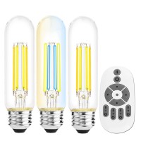 Yaoten Vintage Smart Led Filament Light Bulb, T10 Edison Bulb With Remote Control, Dimmable 4W Light Bulb, E26 Standard Base, Color Temperature Adjustable (2700K-5000K), No Hub Required, 3 Pack