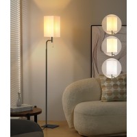 Iporovon Floor Lamps For Living Room 3 Color Temperatures Tall Lamp Modern Standing Lamp For Bedroom Square Linen Shade Mini