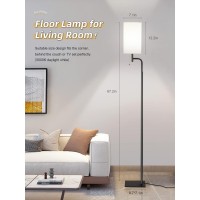 Iporovon Floor Lamps For Living Room 3 Color Temperatures Tall Lamp Modern Standing Lamp For Bedroom Square Linen Shade Mini