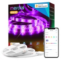 Meross Wifi Rgb Strip Lights, 32.8Ft Smart Led Strip, Compatible With Apple Homekit, Siri, Alexa&Google Home And Smartthings, App Remote Control, Millions Of Colorful Scenes, Protective Coating Design