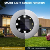 Ofheire Solar Outdoor Lights 4Pack 8 Led Solar Garden Lights Disk Lights Waterproof Solar Ground Lights Outdoor Landscape Ligh