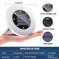 Ofheire Solar Outdoor Lights 4Pack 8 Led Solar Garden Lights Disk Lights Waterproof Solar Ground Lights Outdoor Landscape Ligh