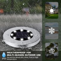 Ofheire Solar Outdoor Lights 4Pack 8 Led Solar Garden Lights Disk Lights Waterproof Solar Ground Lights Outdoor Landscape Ligh