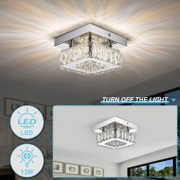 Homlaiting Crystal Ceiling Light Fixture Flush Mount Chandelier Led Bedroom Chandelier Ceiling Light Crystal Square Chandelier F