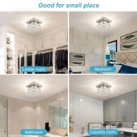 Homlaiting Crystal Ceiling Light Fixture Flush Mount Chandelier Led Bedroom Chandelier Ceiling Light Crystal Square Chandelier F