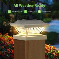 Letmy Solar Post Cap Lights Outdoor 6 Pack Solar Powered Fence Post Cap Lights High Brightness Solar Outdoor Post Lights Water