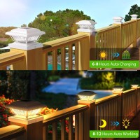 Letmy Solar Post Cap Lights Outdoor 6 Pack Solar Powered Fence Post Cap Lights High Brightness Solar Outdoor Post Lights Water