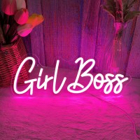 Girl Boss Neon Sign Pink Usb Led Light Up Signs For Girls Bedroom Home Wall Sign Decor Female Office Dest Wall Art Sign Christm