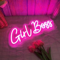 Girl Boss Neon Sign Pink Usb Led Light Up Signs For Girls Bedroom Home Wall Sign Decor Female Office Dest Wall Art Sign Christm