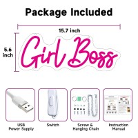 Girl Boss Neon Sign Pink Usb Led Light Up Signs For Girls Bedroom Home Wall Sign Decor Female Office Dest Wall Art Sign Christm