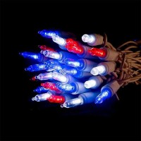 Multisparking 4Th Of July Mini String Lights 11 Feet 35 Count Red White Blue Led Patriotic String Lights Christmas Ligh