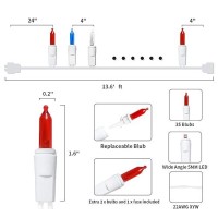 Multisparking 4Th Of July Mini String Lights 11 Feet 35 Count Red White Blue Led Patriotic String Lights Christmas Ligh