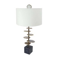 Parks 30 Inch Table Lamp With Agate Slices And Linen Drum Shade, Brown