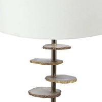 Parks 30 Inch Table Lamp With Agate Slices And Linen Drum Shade, Brown