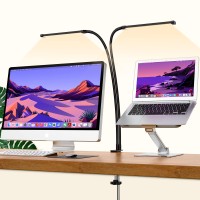 Izell 154 Led Dimmable Desk Lamp - ?3 Colour Temperatures & 10 Brightness Levels? 2X 70Cm Flexible Gooseneck With Swivel Clamp, Easy Clip On Reading Light, Led Table Lamp, Work Lamp For Home/Office