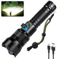 Alicegirl Flashlights High Lumens Rechargeable 1000 000 Lumen Led Brightest Flashlight With Lcd Digital Display 5 Modes Ipx6