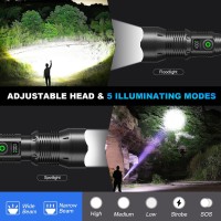 Alicegirl Flashlights High Lumens Rechargeable 1000 000 Lumen Led Brightest Flashlight With Lcd Digital Display 5 Modes Ipx6