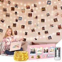 Mind-Glowing Photo Clip String Lights - Hanging Pictures Fairy Lights For Bedroom, Christmas Gifts For Teenage Girls 10-14 Year Old - Stocking Stuffers For Teen Girls, Trendy Stuffff (100 Led, 33 Ft)