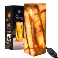 Umaid Elegant Handcrafted Onyx Marble Table Lamp Warm Amber Glow Relaxing Table Lamp For Office Bedroom Living Room And Bed